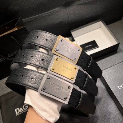 Dg 宽4.0Cm Dolce&Gabbana 新款 进口荔枝纹牛皮 Lux 鞍皮腰带，雅致配饰，搭配双电镀标牌