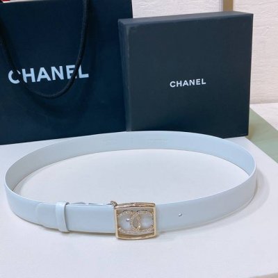 特 C Hanel 24S Cc 水钻 Logo字母搭扣 黄铜金属小牛皮腰带 手感柔软 细腻 3.0Cm