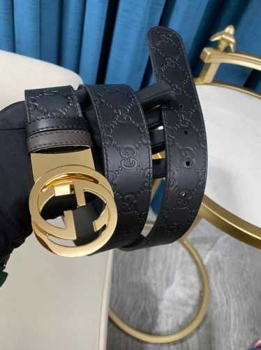 男士皮带系列 规格37Mm Gucc1 Signature皮革双面腰带