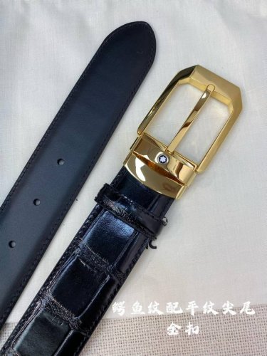 特 Montblanc万宝龙 宽3.5Cm 采用头层牛皮 精品针式扣头 自由裁剪商务休闲皮带
