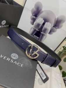 Versace 范思哲 可逆转皮带在小牛皮革与美杜莎V型扣孔，4.0CM宽