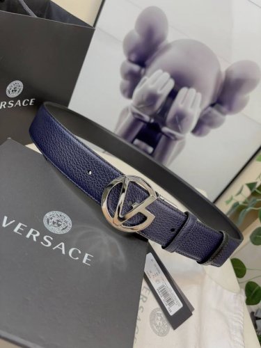 Versace 范思哲 可逆转皮带在小牛皮革与美杜莎V型扣孔，4.0CM宽