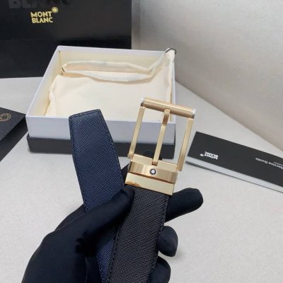 Mont~Blanc万~宝龙 宽3.5Cm 进口双面牛皮 百分百专柜纯铜扣 一带两用 时尚大气 成功男士的必备品 送礼佳品 自行裁剪尺码 扣头可随意搭配！