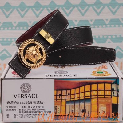品名：范思哲 皮带原单 腰带 材料：百分百头层牛皮腰带，保证真皮皮带，专柜原单品质、做工精细，送人自用首选 包装： 请认准如图专柜包装，赠送打孔器，银联发票，宽