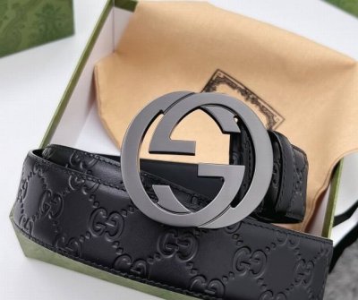 特 Gucci.古驰 全套包装 3.8Cm进口小牛皮压花, 专柜正品1:1完美复刻. 原版底皮, 采用热压印技术的Gucci Signature皮革精制而成，触
