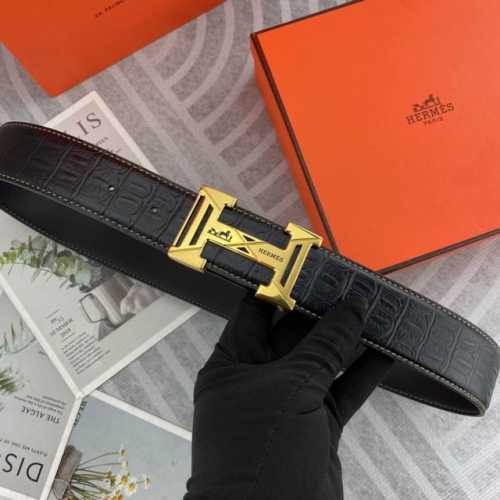Hermes爱马仕 男士双面皮腰带38Mm 双面进口花纹皮压制。可双面使用 专柜走线 搭配新款扣