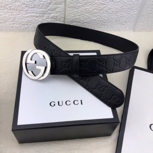 配全套包装盒 Gucci 3.8Cm 带身双面采用进口头层牛皮压时尚古驰大G印花 搭配经典款Gg互扣式抛光铜金属扣头