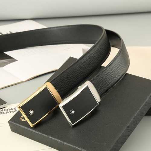 特 万宝龙 头层自动牛皮 宽3.5Cm 官网同步，不锈钢金属标识，适合商务低调人士！自动扣款式