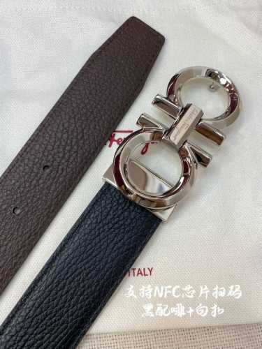 特 Nfc-F3.5Cm高级定制款男士皮带 ，双面进口牛皮，自行选择搭配 真材实料 很有质感 时尚经典不失风范 可自行裁剪 ！