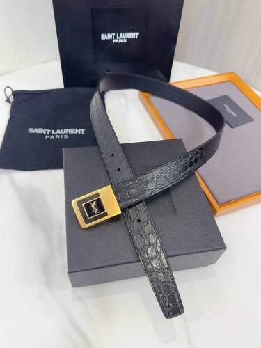 Saint Laurent 圣罗兰女士腰带皮带 原厂精密电渡扣头，意大利原厂皮，宽2.5Cm，代购级