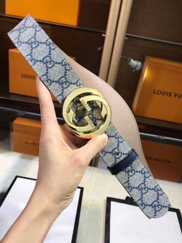 -Gucci ㊣ 4.0Cm专柜同款压花 意大利进口头层小牛皮 原版皮底 新品花纹 纯钢五金扣，进口机械车线，工艺精细，原单品质。