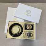 Versace精品款 ☆双扣礼盒套装 含礼盒 专柜有售 范思哲专柜在售正品 此款采用头层牛皮制作 走线油边细致 正品开模 搭配广州原版扣经久耐用、3.5Cm规格