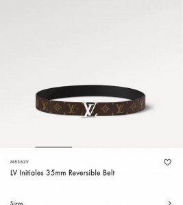 Lv3.5Cm宽度m8362 双面可用 亮面银色经典字母搭扣 采用细腻进口原厂小牛皮 一面咖色老花标志性图案