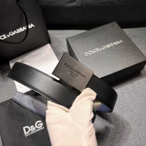 Dg 宽 3.5Cm 杜嘉班纳 新款 小牛皮简约百搭腰带，Dolce&Gabbana Milano 标牌装饰别具一格