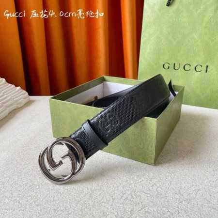 Gucci 经典款面进口原厂压花小牛皮 搭配原版平纹底 宽4.0Cm 经典永不过时款 潮流百搭 - 点击图像关闭