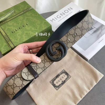 特P150 Gucci 专柜新版横标 编码411924·Kgdhn·9643 双面进口原厂防水Pvc材质 比牛皮还耐用 宽度4.0Cm 烤漆工艺双G带扣