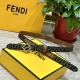 Fendl芬迪专柜同款 宽20Mm 原版定制布料 单环皮带钢扣 Ff图案布料材质 棕色皮革内衬 单钉镀钯金属配件 时尚潮流 经典系列