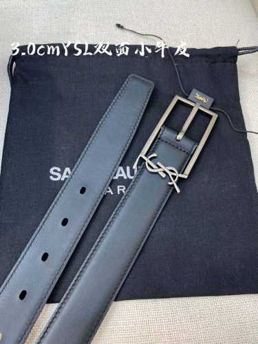 Ysl平纹顶级小牛皮软腰带 3.0Cm方形针铜Cassandre 标识腰带环