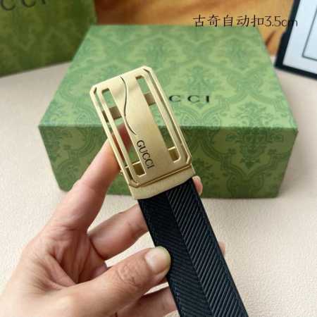品牌：古奇新款进口小牛皮，手感细腻柔软。搭配纯钢自动精品钢扣，宽度：3.5Cm - 点击图像关闭