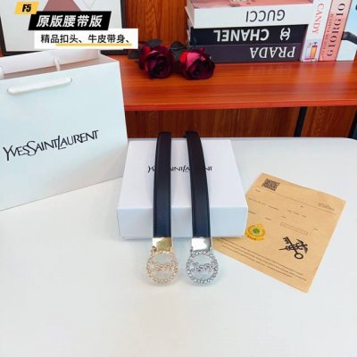 原版品质打孔 品牌：Ysl家 女款 颜色：黑 扣头：金 银 扣头：原版精品纯铜五金扣头 带身：原版牛皮 尺寸：宽约：2.5Cm 长约：95Cm-110Cm 类别