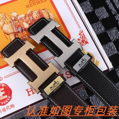 男士腰带：爱马仕 原单 男士皮带：百分百头层牛皮，保证真皮。24K纯钢扣双面可用专柜同等质量， 送人自用首选 包装： 请认准如图专柜包装，赠送打孔器，银联发票，