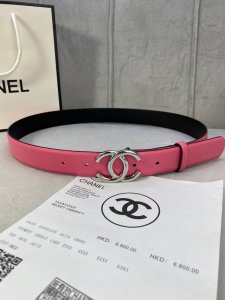 宽度3.0Cm Chanel 香奈儿 细纹牛皮 金 银 枪 色金属钢扣。