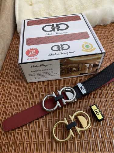品名：菲拉格幕 原单皮带 材质：原单牛皮腰带 百分百头层牛皮腰带保证真皮，24K纯钢扣，专柜原单品质、做工精细，时尚大牌，送人自用首选 包装： 请认准如图专柜包