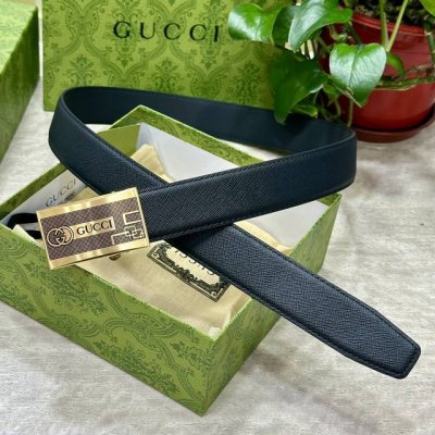 特 片装1［自动扣腰带］Guccl宽3.5Mm 双面进口头层牛皮制作 搭配经典钢扣 真材实料 时尚经典 做工精致 高端男士皮带 长度可裁剪100 125