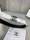 宽度3.0Cm Chanel 香奈儿 细纹牛皮 金 银 枪 色金属钢扣。