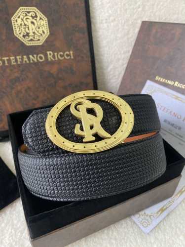 特 Stefano Ricci 新款原單品質 精品經典鹰头鋼扣 底桥雕刻Logo原版压纹牛皮進口底皮-寬度38毫米
