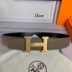 特 P190 HermèS[正]爱马仕 双头尖 双面原版 原单品质 进口头层牛皮 灰色荔枝纹搭配黑色平纹 寸半38Mm 配官网H马拉车花纹亮金 亮银 亮枪扣