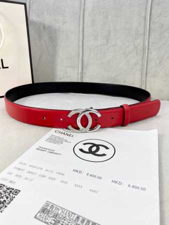 特 宽度3.0cm Chanel 香奈儿 经典款平纹 两面原版牛皮金 银 色镶钻钢扣。 - 点击图像关闭