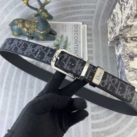 迪奥 特种皮腰带系列 ，原厂五金精品不锈钢扣，手感柔软舒适 宽3.5Cm。 - 点击图像关闭