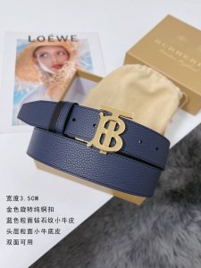 特 巴宝莉 顶级品质 宽度3.5Cm ，粒面钻石纹头层牛皮搭配平纹 精细做工，品质好货 双面可用 纯铜扣