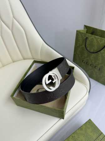 特 Gucci，原厂精密电渡扣头，意大利原厂皮，宽3.7Cm，代购级。 - 点击图像关闭