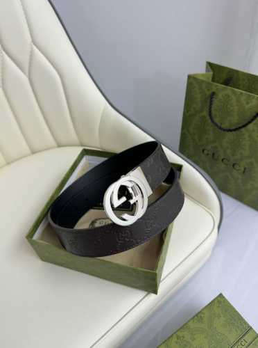 特 Gucci，原厂精密电渡扣头，意大利原厂皮，宽3.7Cm，代购级。