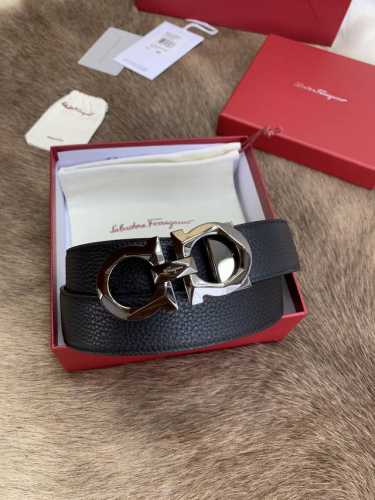 Ferragamo菲拉格慕 男士腰带 正品尺寸3.5Cm双面头层头层牛皮 纯铜五金 码数长度可自剪 送礼佳品！配全套包装礼盒