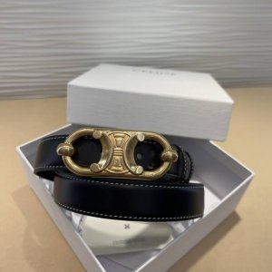 2011024Celine猪鼻子凯旋门扣女士腰带 Yc白花意大利进口小牛皮 树膏夹层搭配复古色铜扣 宽度2.5Cm