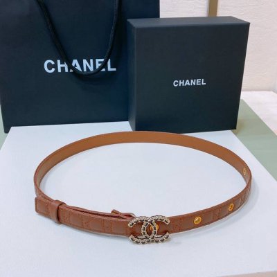C Hanel 24S Cc 树脂 与 链节Logo字母搭扣 黄铜金属小羊皮菱格腰带 手感柔软 细腻 2.0Cm