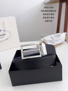 特 普拉达 顶级货品 宽度 3.5Cm 粒面头层小牛皮，精致斜针走线。 意大利芬尼斯油边