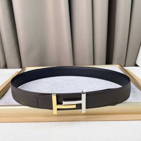 特 H家、原版双面佩戴、双面头层宽3.8Cm 官网同步，不锈钢金属标识,柔软舒适。适合商务低调人士 - 点击图像关闭