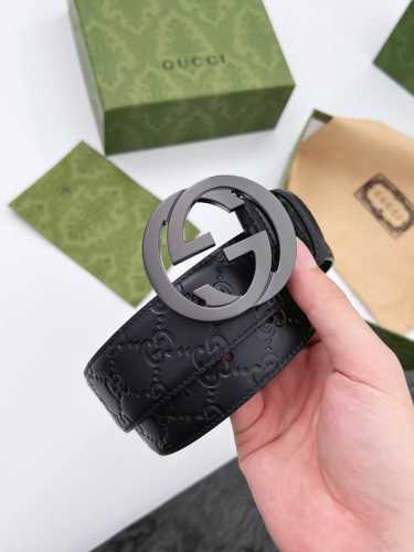 特 Gucci 4.0Mm 男款 双面原厂皮料 精品专柜扣头 高端品质 休闲百搭 专柜同款