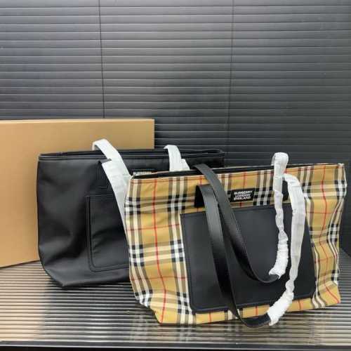 Burberry 巴宝莉 帆布格子托特包 购物袋 手提包 男女通用 经典百搭 实物拍摄 原厂原版面料 高端品质 配送防尘袋 42 X 37 Cm。