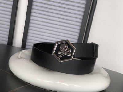 特 Philipp Plein德国高端男士休闲商务腰带品牌，品质超赞！五金细节极具质感，时尚造型必备单品，进口原版牛皮料打造，宽度3.8Cm