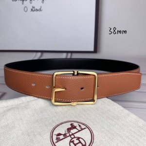 HermèS 爱马仕针扣 原单品质 头层牛皮 土黄色荔枝纹搭配黑色平纹 38Mm宽 双面可用 配官网H亮金扣 DDD