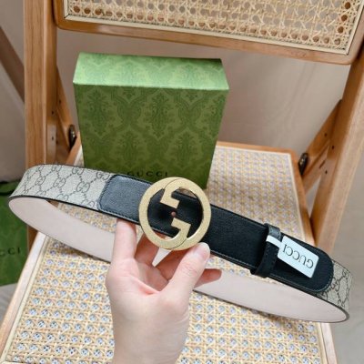 特 Gucci男士商务休闲腰带 4.0Cm宽 精品钢扣 牛皮制造 百搭时尚