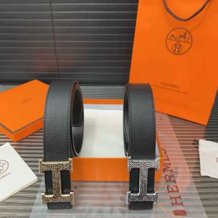 HermèS 爱马仕 牛皮腰带 男士经典款皮带 两色可选 时装搭配必备款 优质合金扣头 采用原厂牛皮带身 高品质全套包装 礼盒 礼袋 小票 - 点击图像关闭