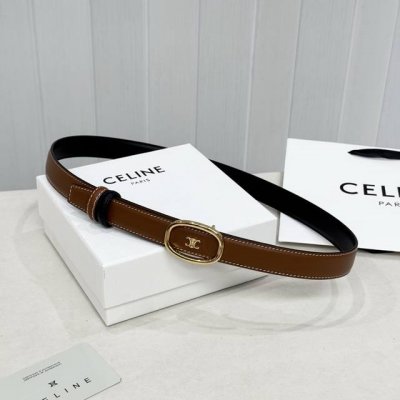 Celin E新品立体浮标扣女士腰带 意大利进口小牛皮 搭铜扣 宽度2.5双面佩戴