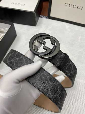 古驰：男士腰带 配全套包装礼盒 原单面料，内衬头层牛皮树膏磨砂底带身，搭配原单扣，宽度3.8Cm - 点击图像关闭