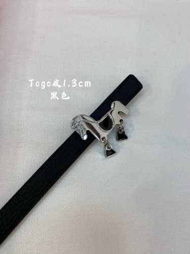 官网同步-Hermes-Glenan皮帶扣&雙面皮腰帶 13Mm 鍍鈀金属皮带扣 小牛皮双面腰带